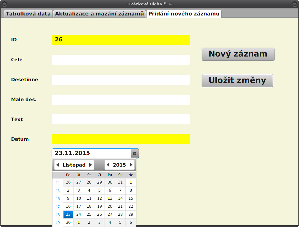 JavaFX: vkládání nových záznamů