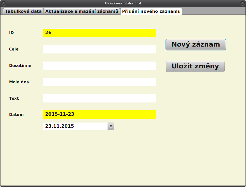 JavaFX: vkládání nových záznamů