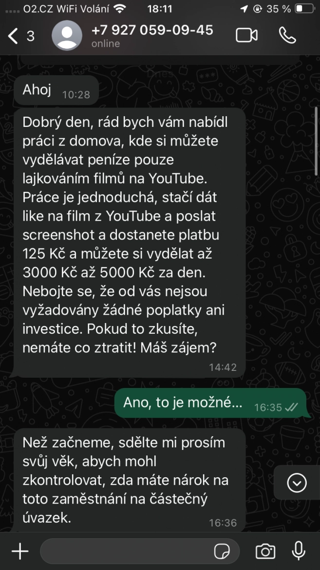 Podvod - peníze za klikání na videa na YouTube