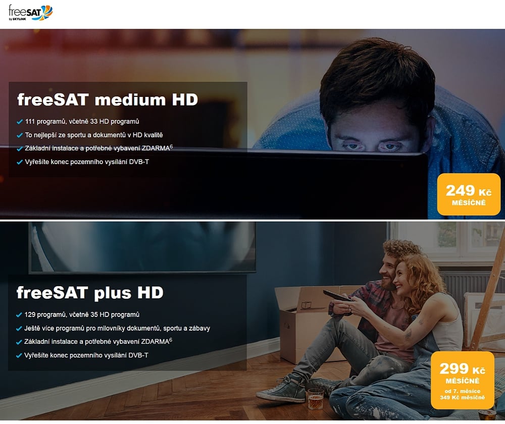Tarify a balíčky satelitní distribuce - říjen 2020