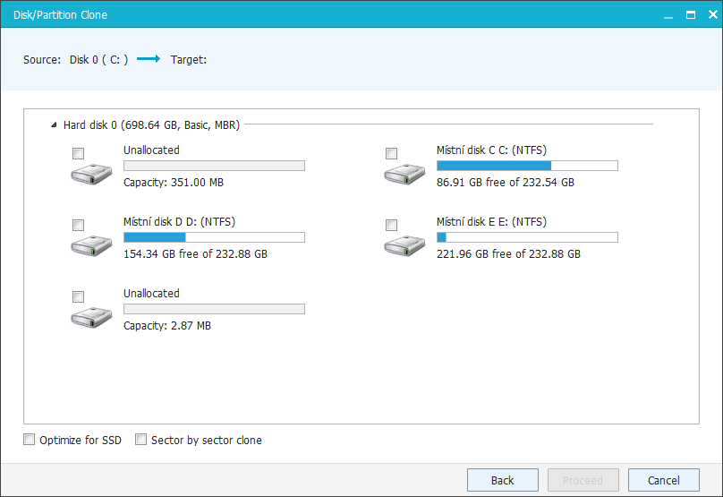 <p>Díky klonování můžete přenést obsah disku na jiný a využít optimalizaci pro SSD</p>