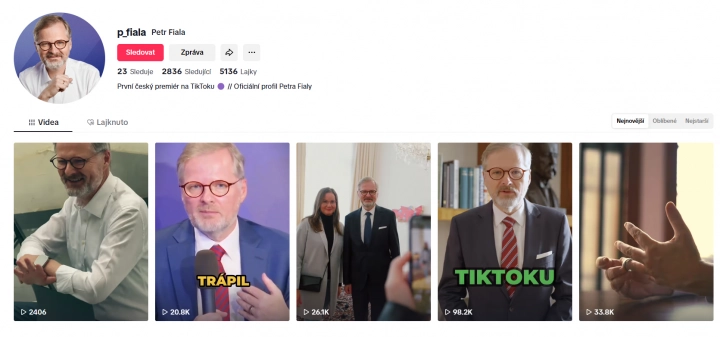 Profil Petra Fialy na TikToku