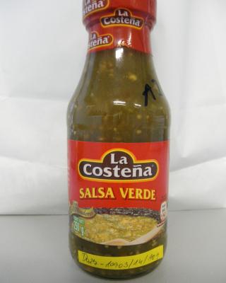 Salsa Mex Verde, zn. La Costeňa. Kategorie: Nejakostní potraviny. Nevyhovující parametr: kyselina glutamová. Ve výrobku byla obsažena kyselina glutamová - přídatná látka, která nebyla uvedena ve složení na obale. Dovozce: Front Line s.r.o., Distributor: Globus ČR, k.s., Jirny. Místo kontroly: Globus ČR, k.s. Praha 5