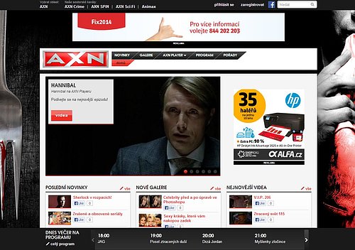 Nová podoba webových stránek tematického kanálu AXN