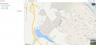 Ulice Josefa Sudka v Kolíně. Vlevo můžete zkusit změnit její název pomocí Google Map Makeru.