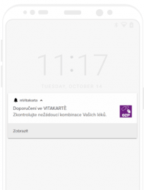 Push notifikace o nevhodné kombinaci léků.