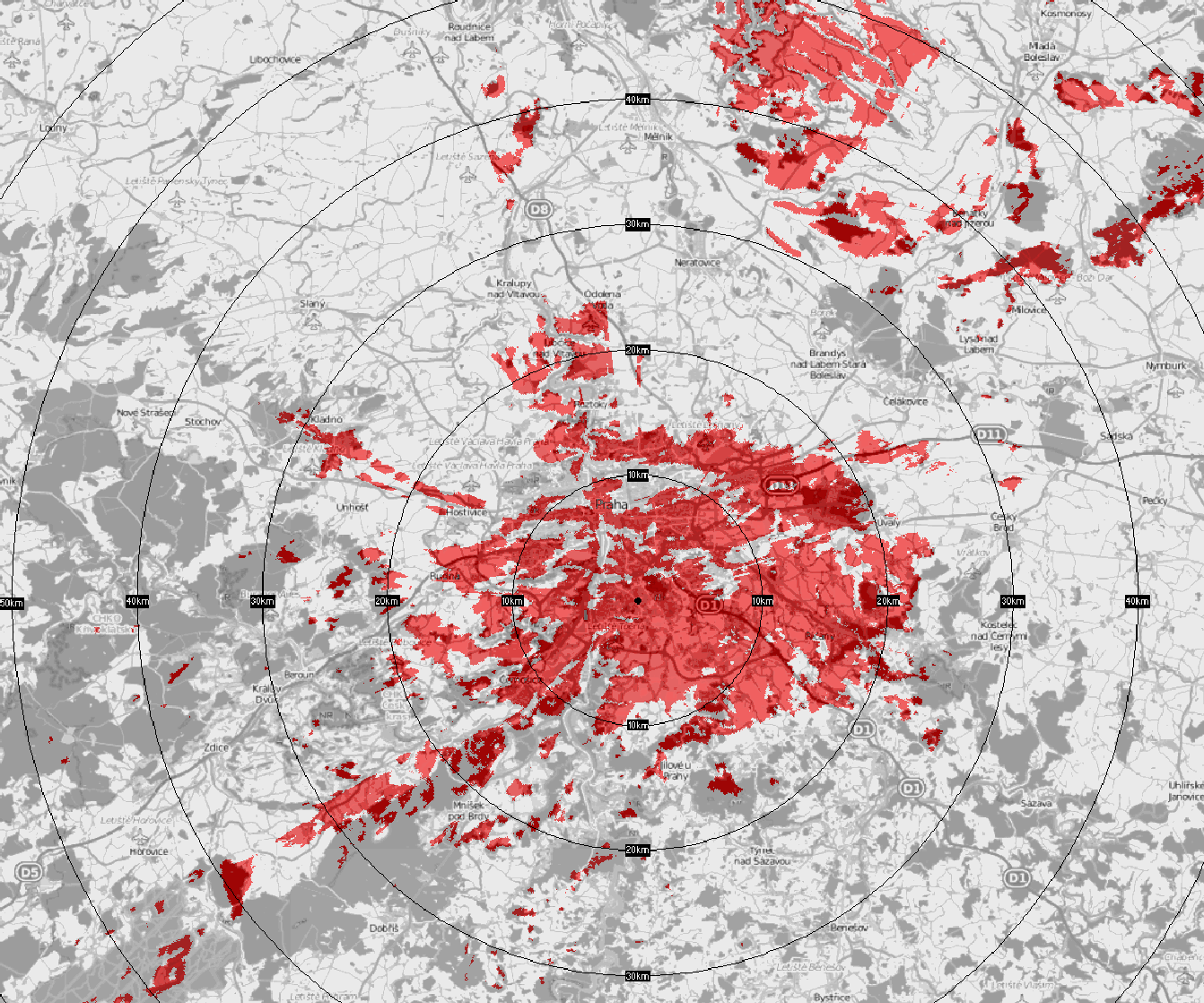Praha - Novodvorská - Vysílací síť 4 a Regionální síť 7