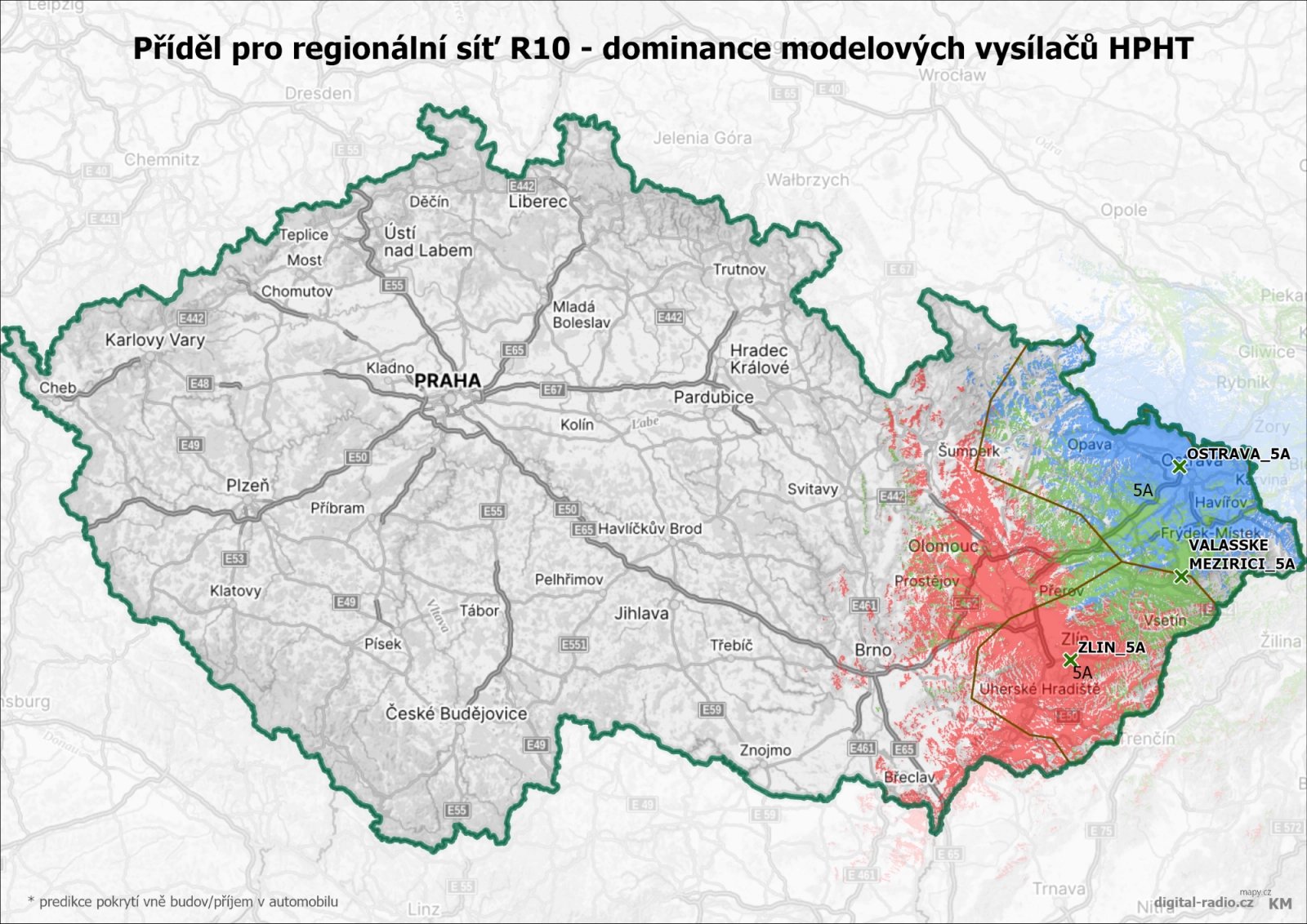Regionální sítě DAB+ - dominance modelových vysílačů
