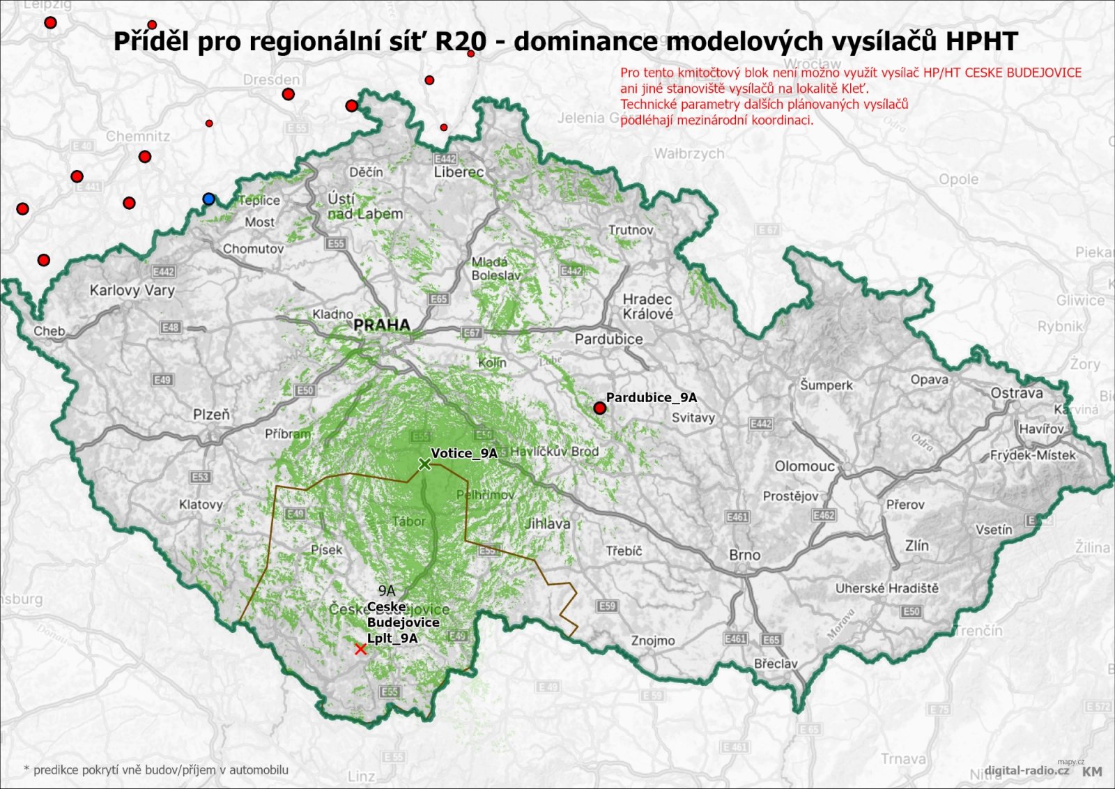 Regionální sítě DAB+ - dominance modelových vysílačů