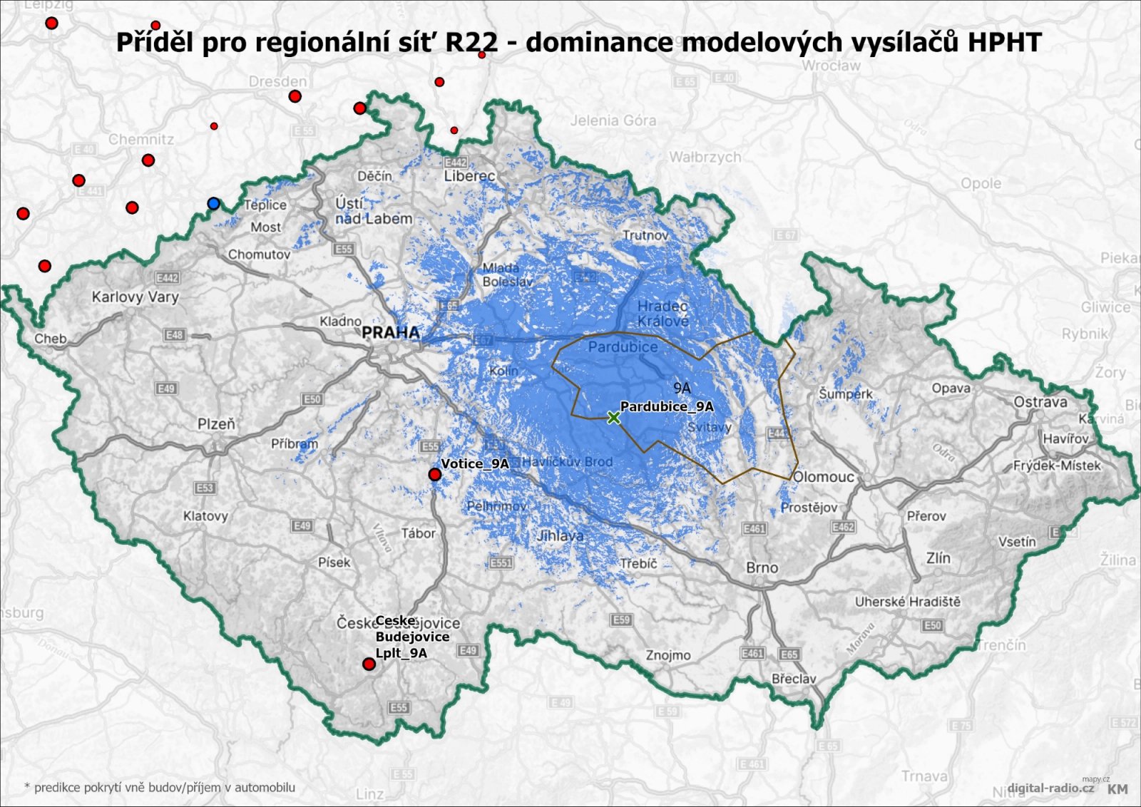 Regionální sítě DAB+ - dominance modelových vysílačů