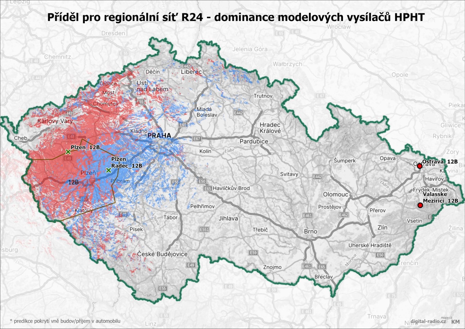 Regionální sítě DAB+ - dominance modelových vysílačů