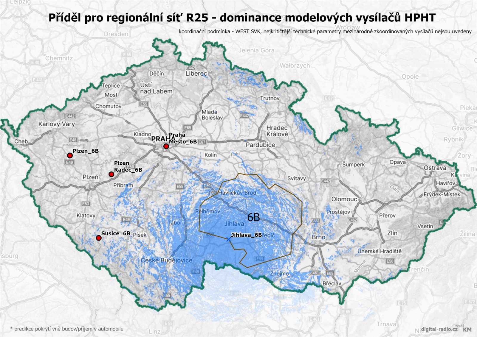 Regionální sítě DAB+ - dominance modelových vysílačů