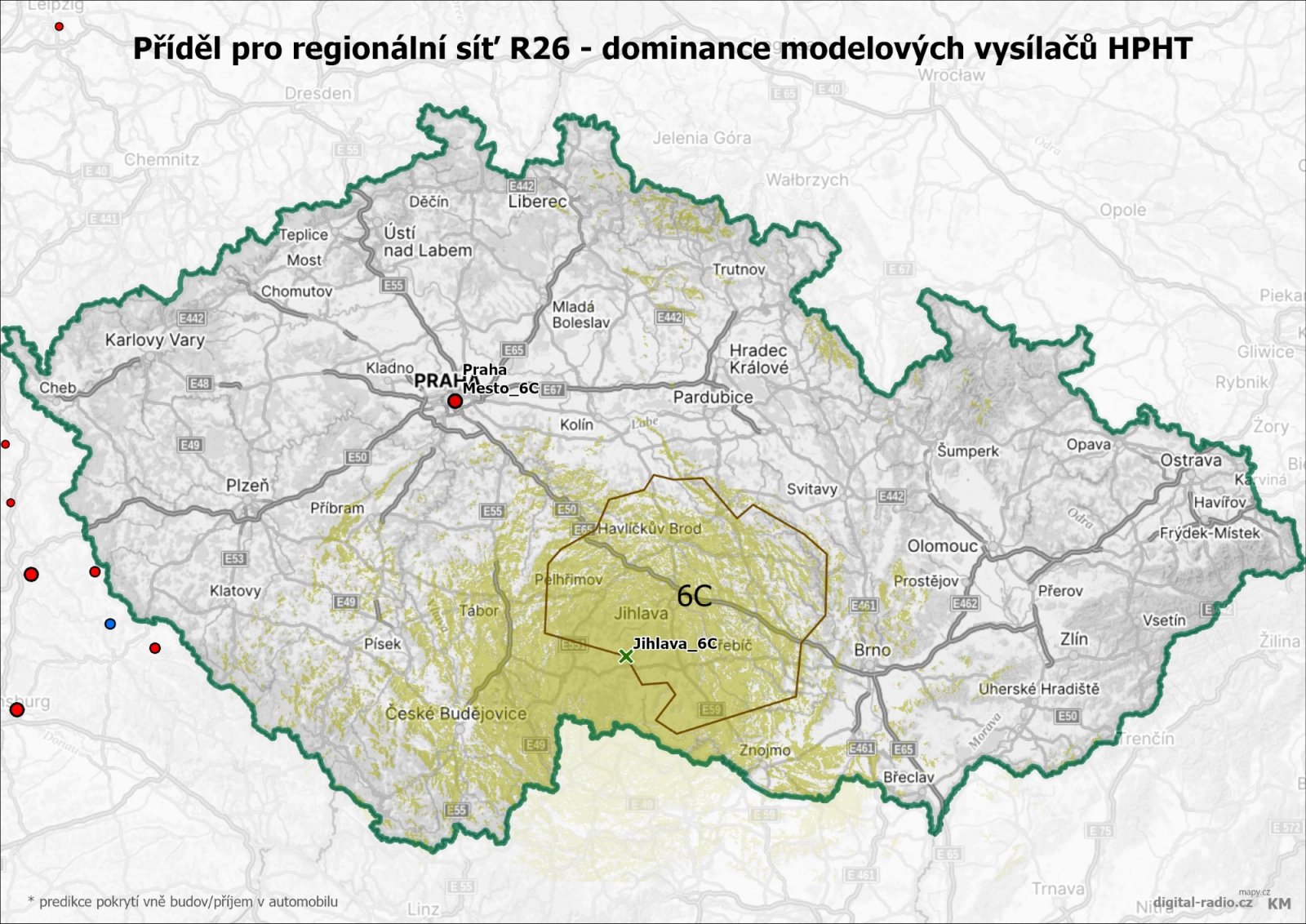 Regionální sítě DAB+ - dominance modelových vysílačů