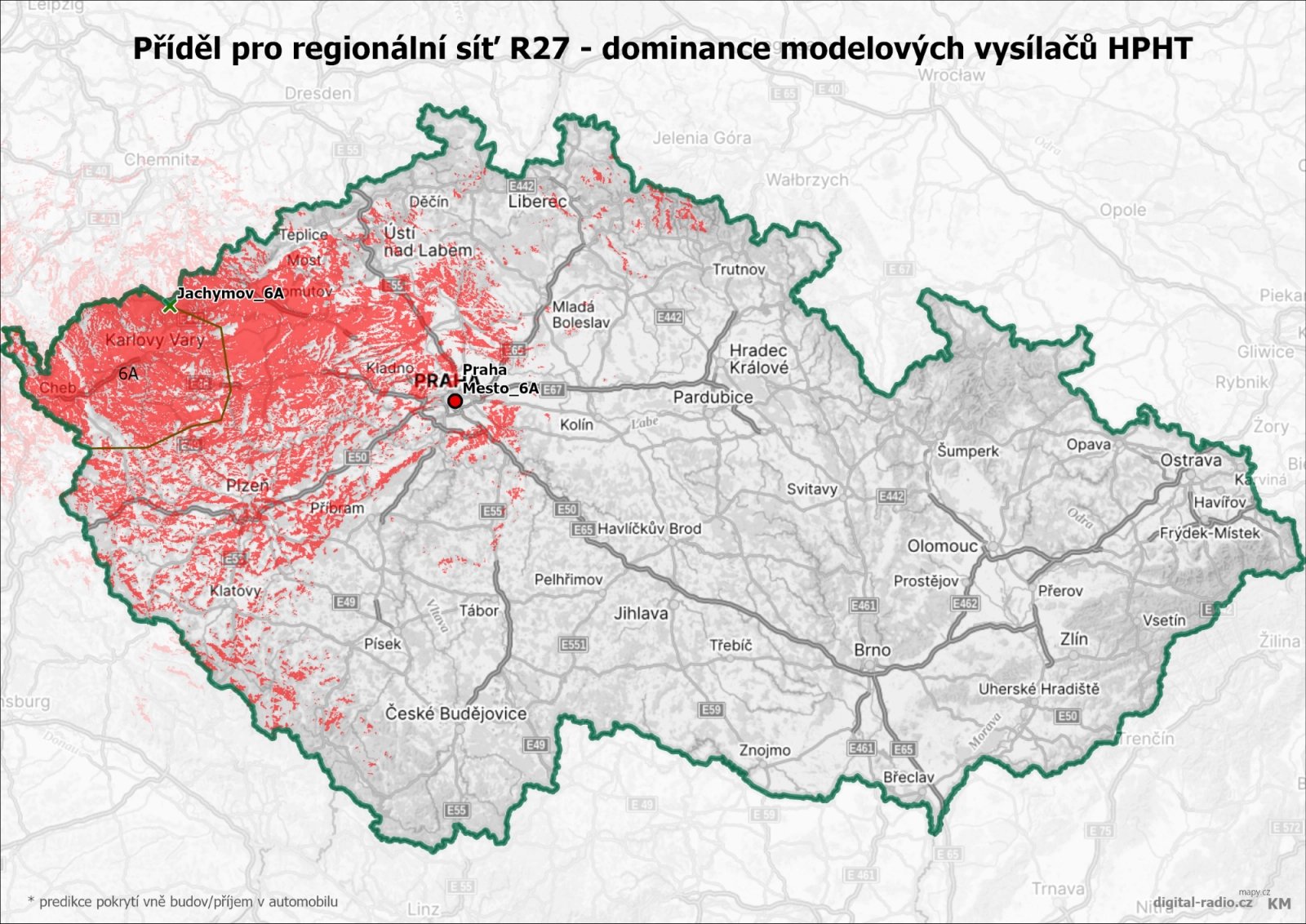 Regionální sítě DAB+ - dominance modelových vysílačů