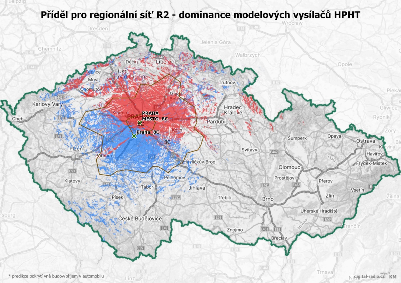 Regionální sítě DAB+ - dominance modelových vysílačů