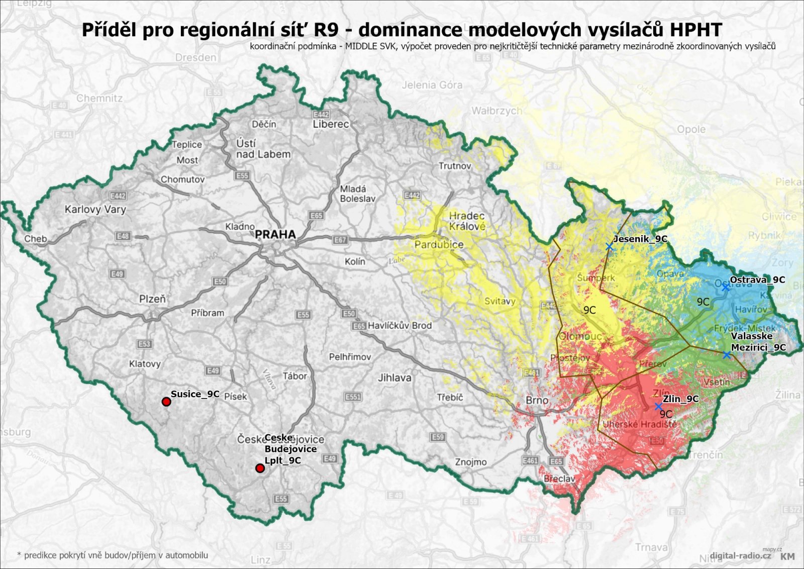 Regionální sítě DAB+ - dominance modelových vysílačů