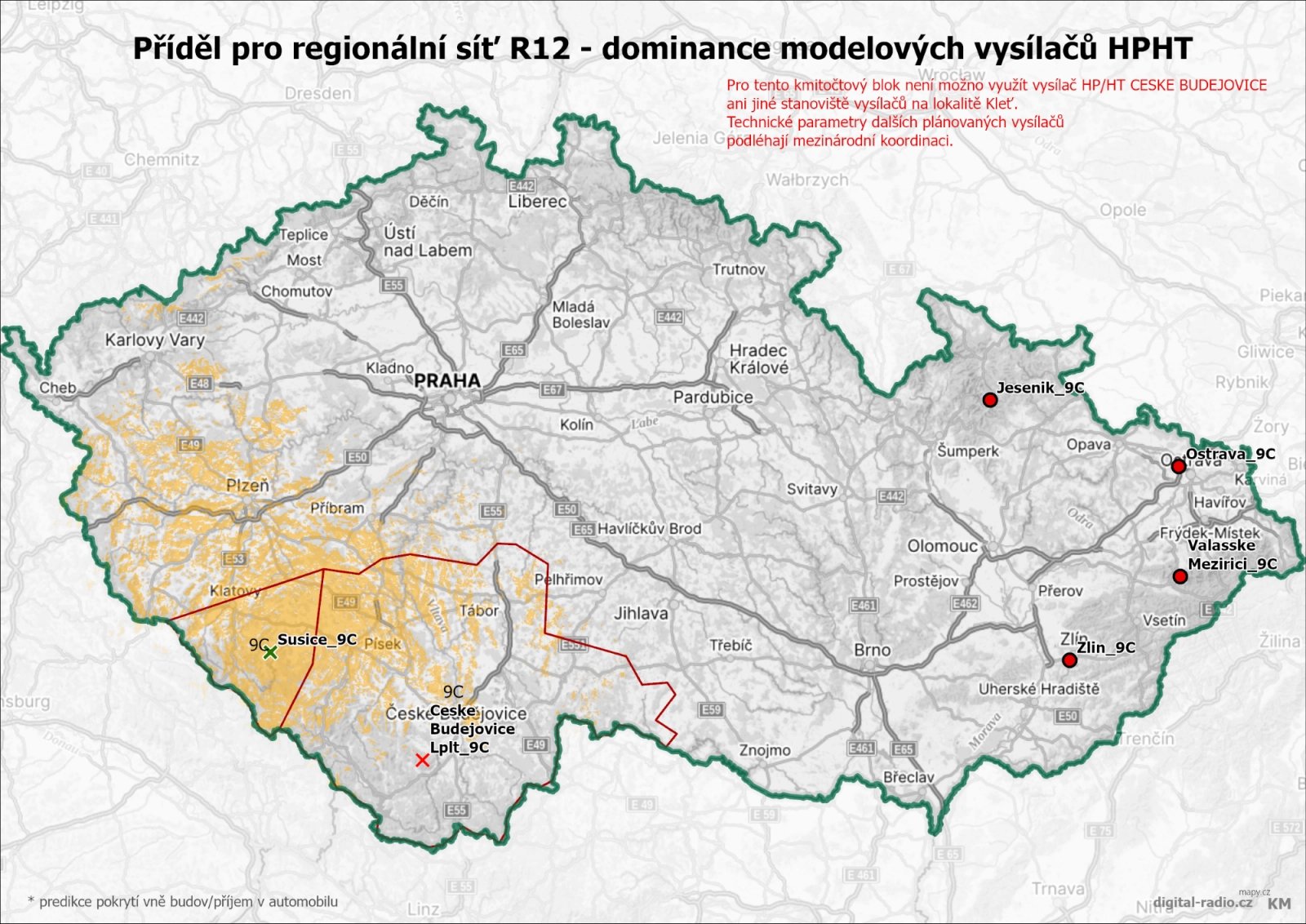 Regionální sítě DAB+ - dominance modelových vysílačů
