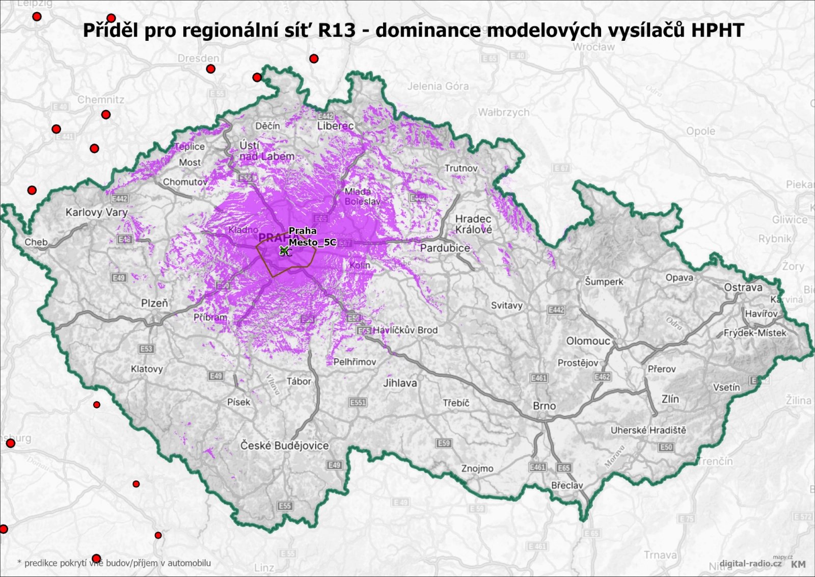 Regionální sítě DAB+ - dominance modelových vysílačů