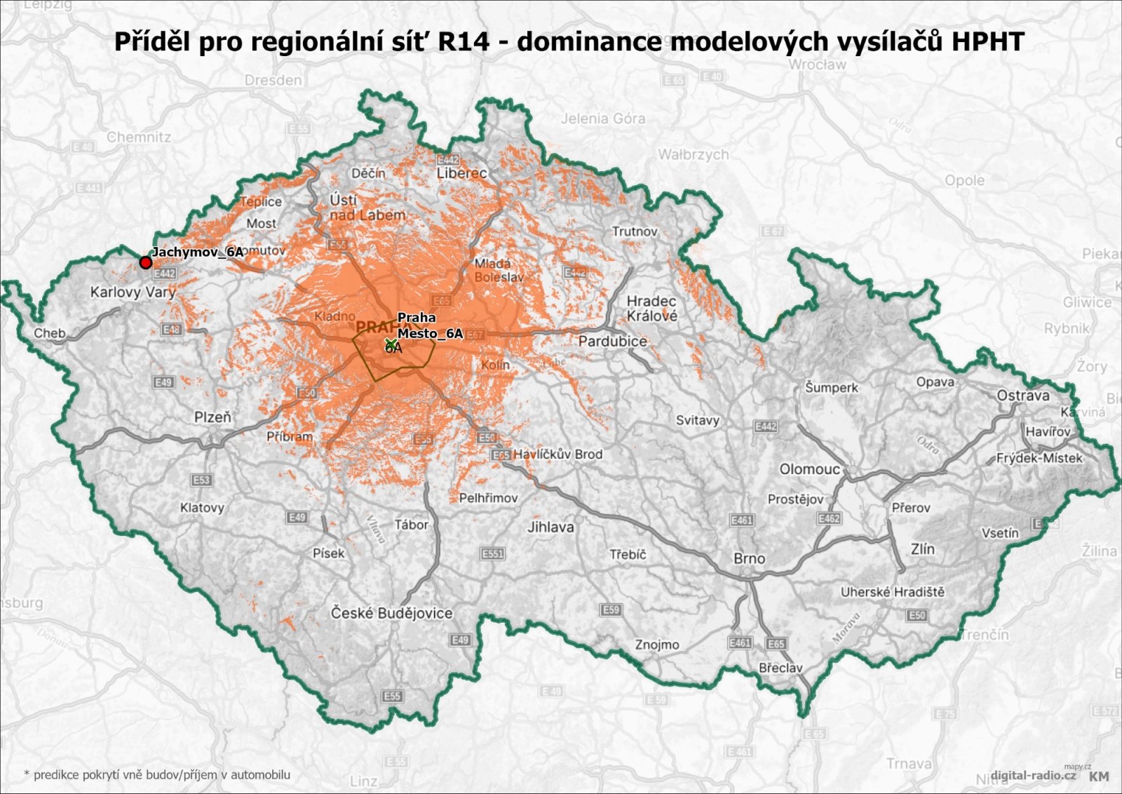 Regionální sítě DAB+ - dominance modelových vysílačů