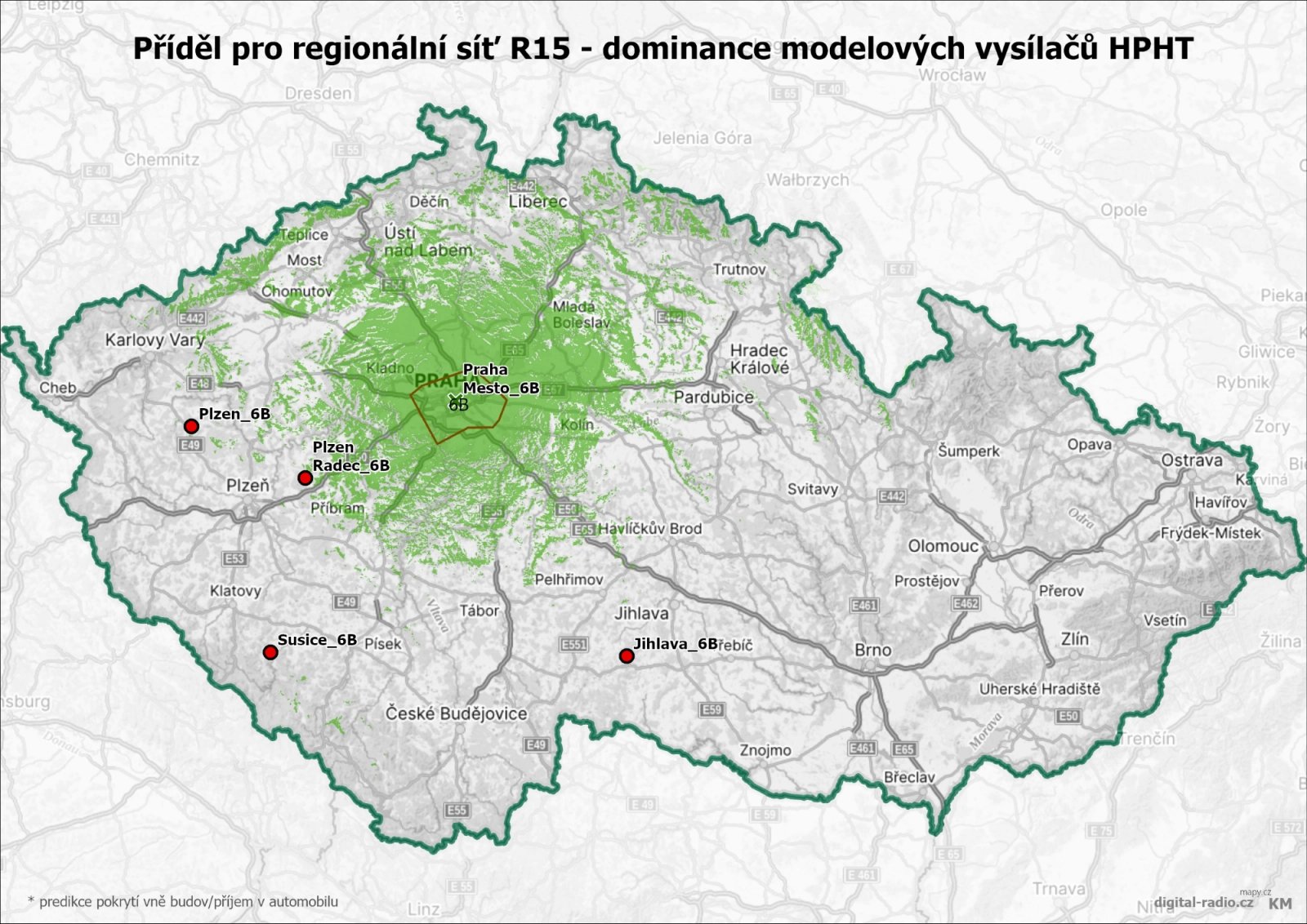 Regionální sítě DAB+ - dominance modelových vysílačů