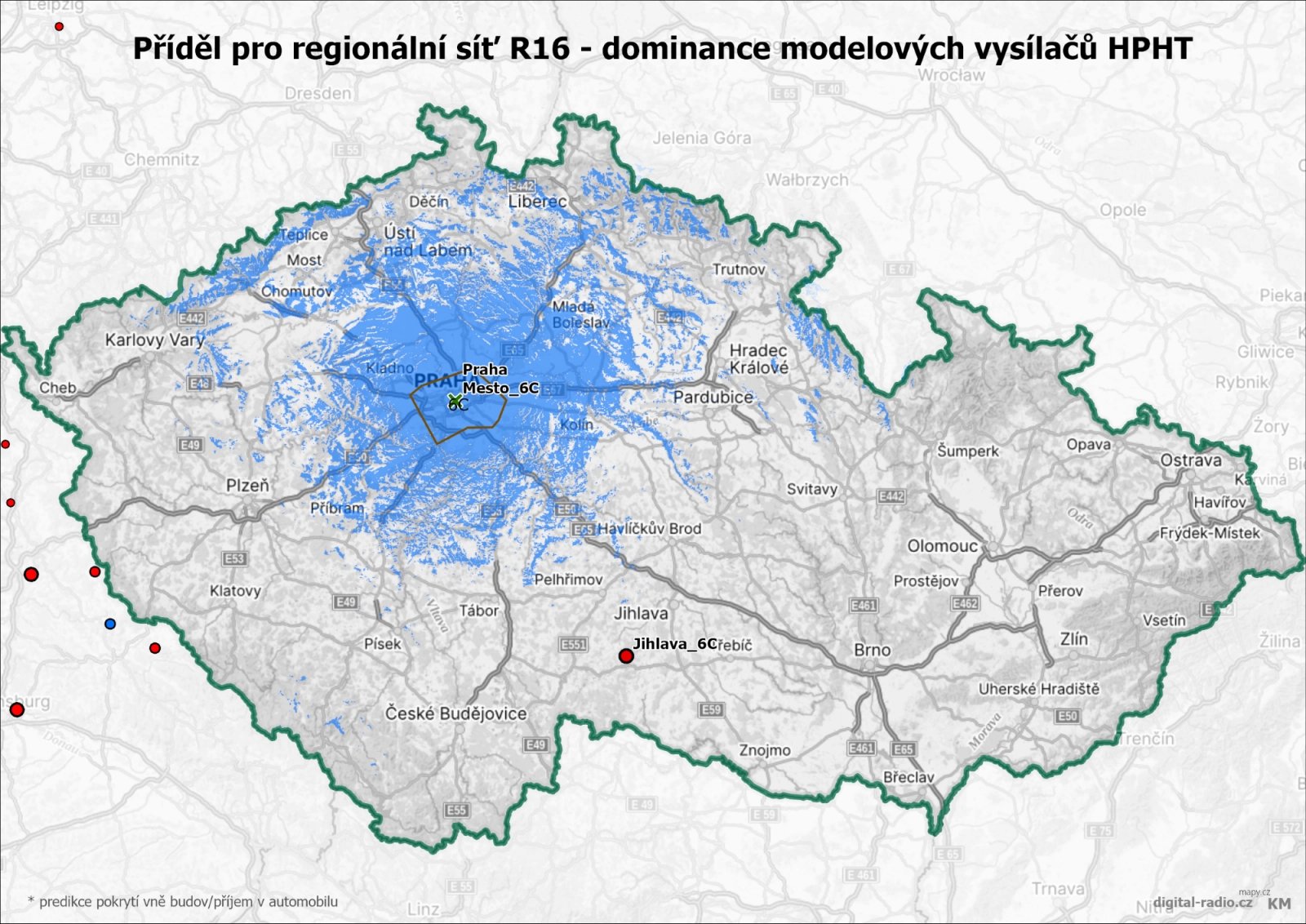 Regionální sítě DAB+ - dominance modelových vysílačů