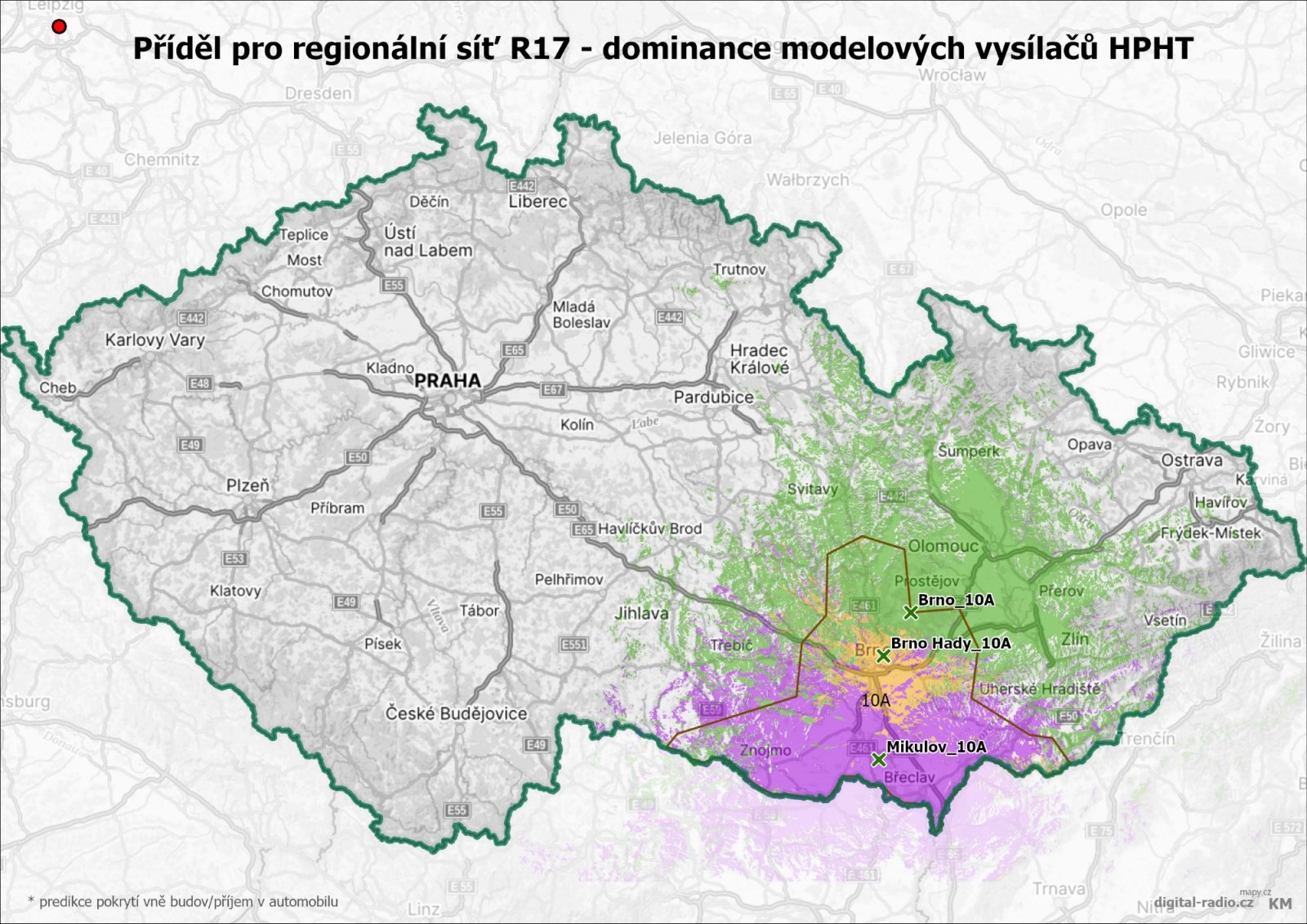 Regionální sítě DAB+ - dominance modelových vysílačů