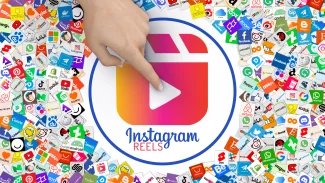 Loga sociálních sítí s ikonou Instagram Reels uprostřed