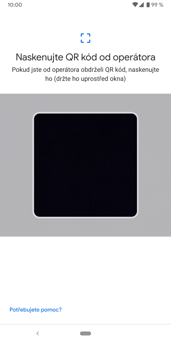 E-SIM můžete aktivovat, pokud vám operátor dodá QR kód.