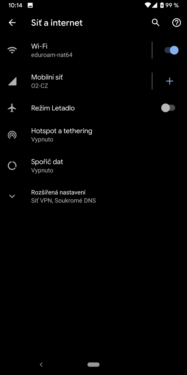 Tmavý režim systému.