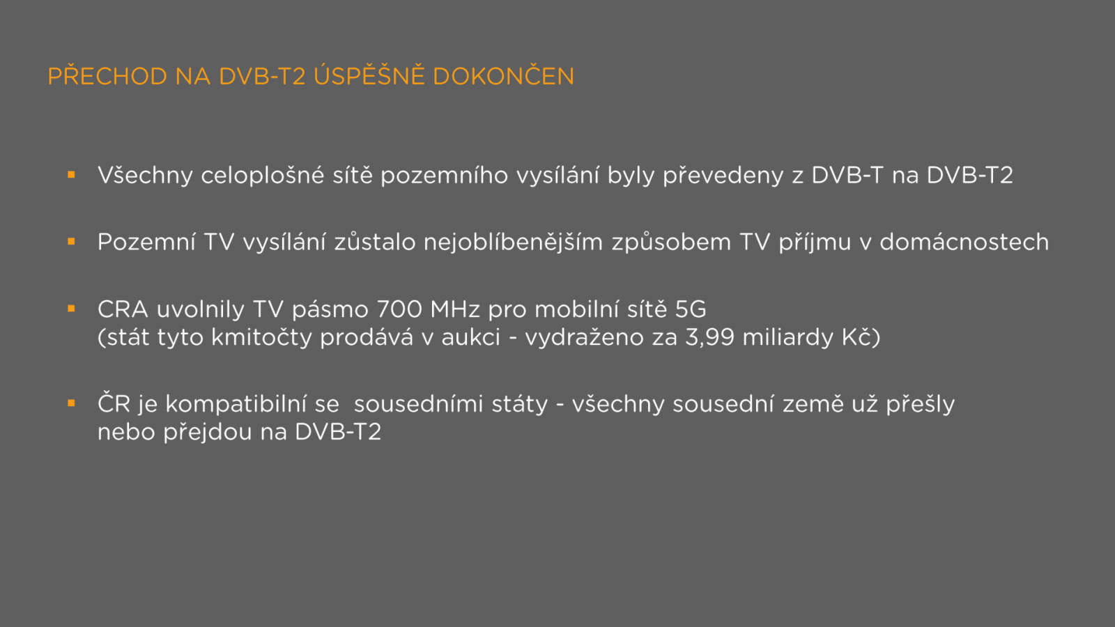 Přechod na DVB-T2 pohledem operátora
