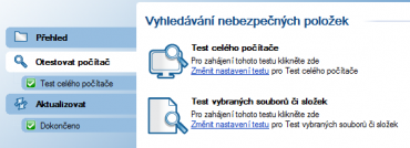 <p>Výběr dvou různých druhů testů</p>