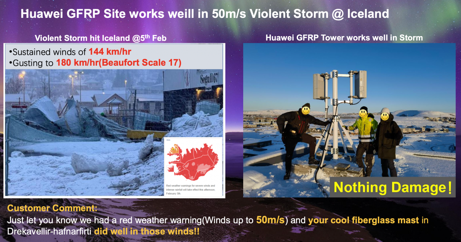 Vysílače Glass Fiber Reinforced Polymer (GFRP) od Huawei