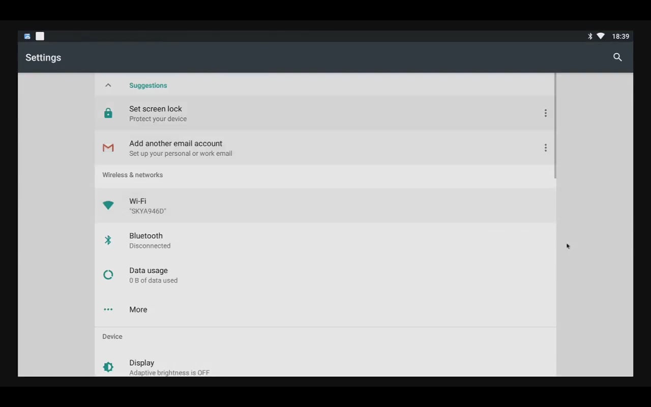Android 7.1 (menu nastavení a preferencí)