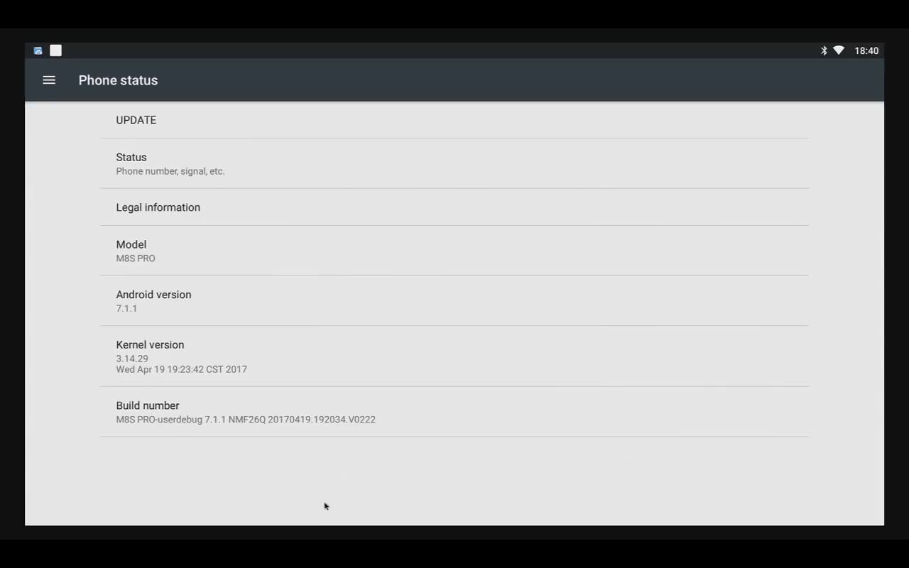 Android 7.1 (menu nastavení a preferencí)