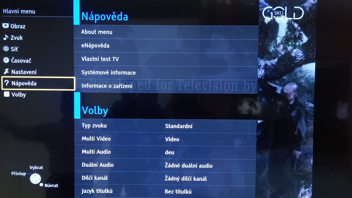 Firefox OS TV - české menu nastavení