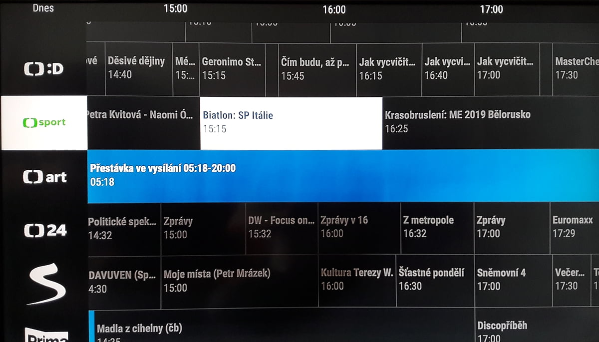 SledováníTV - Práce s programovým průvodcem a karty pořadů