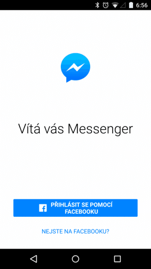 Facebook Messenger s přihlášením pomocí telefonního čísla