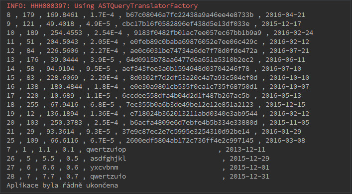 JavaFX: generace aplikačních tříd a ukázkový výstup dat