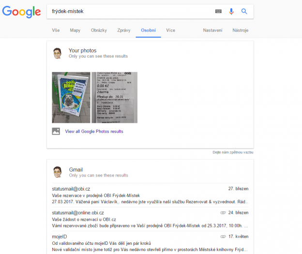 Google prohledá Gmail i Fotky