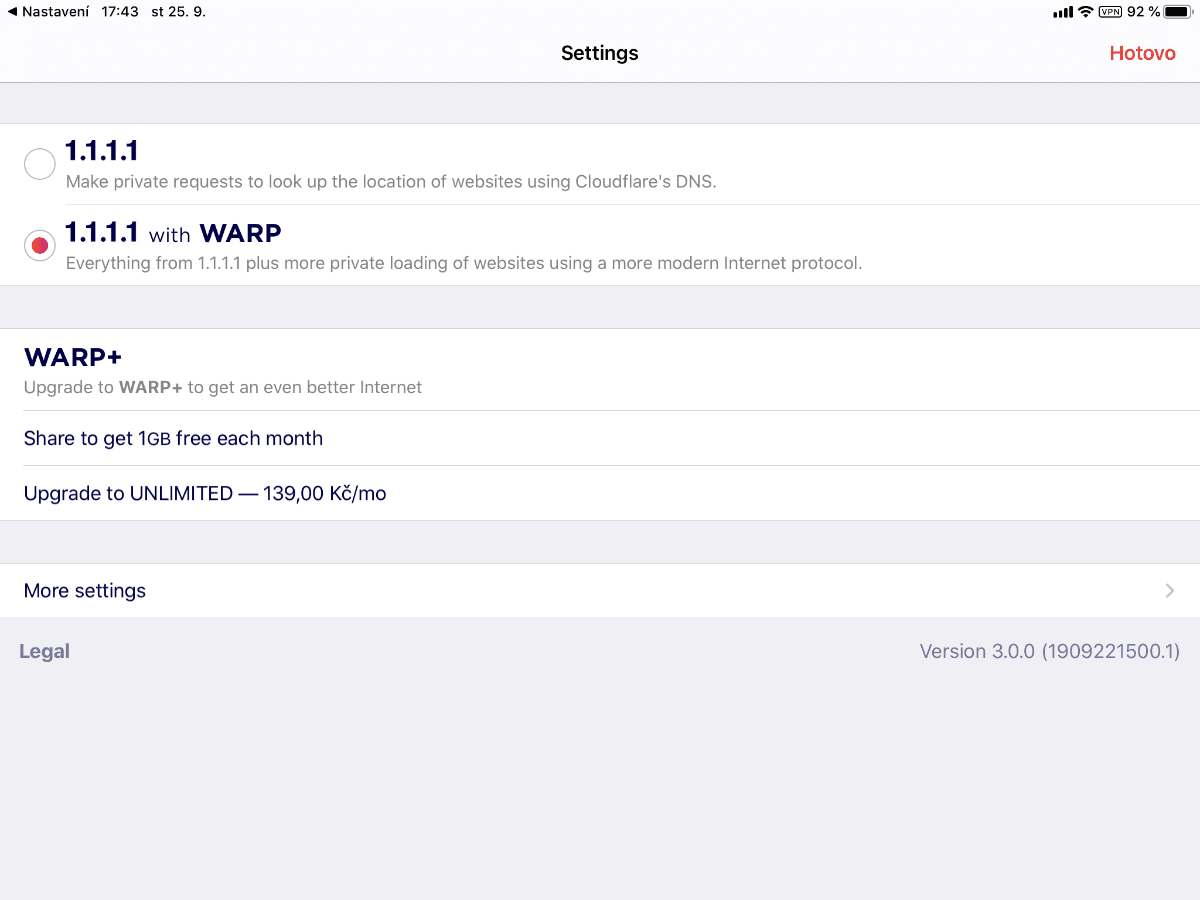 Mobilní VPN aplikace Warp od Cloudflare