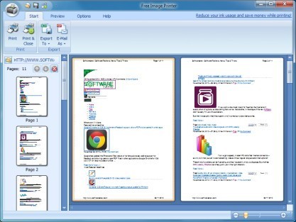 Free Image Printer zvládá exportovat dokumenty nejen do PDF, ale také HTML