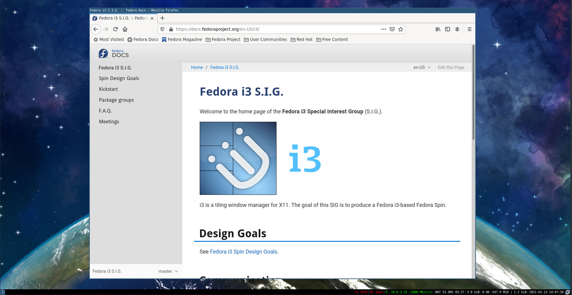 Fedora 37 i3 Spin