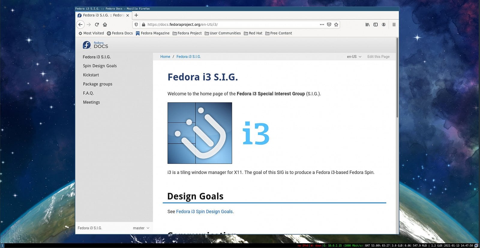 Fedora 37 i3 Spin