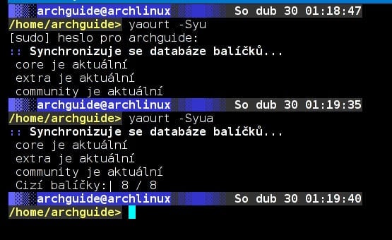Arch: správci balíčků yaourt/apacman