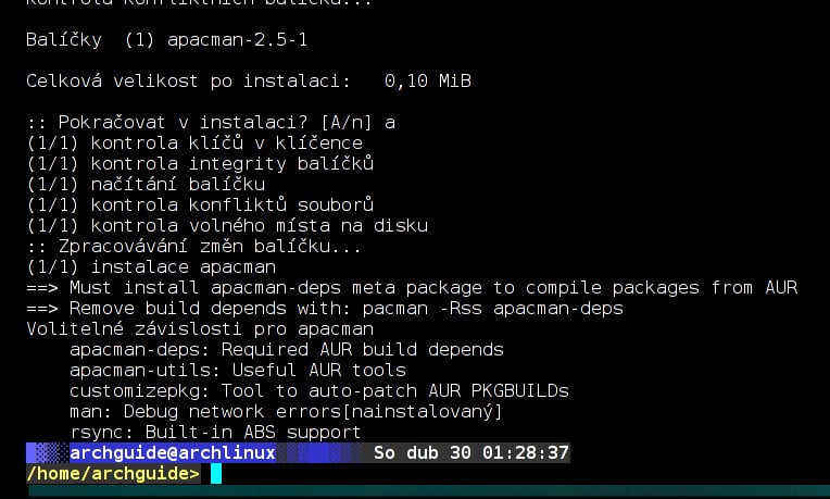 Arch: správci balíčků yaourt/apacman