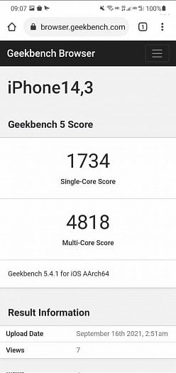 Uniklý benchmark Apple A15 v Geekbench 5