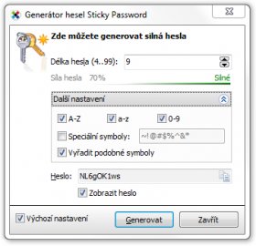 <p>Generátor hesel</p>