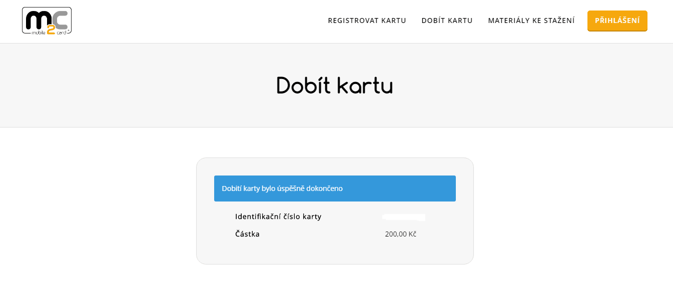 Úspěšné dobití.
