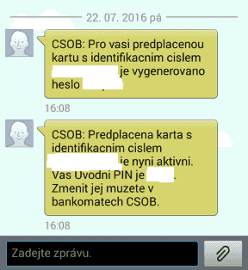 Aktivační SMS.