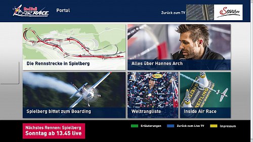 Ukázka z hybridní aplikace rakouské neplacené televize Servus TV